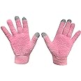 Eurow Moisturizing Gloves with Aloe Infused and Touch Screen Fingers, Scented, Durable, and Reusable, Pink, 1 Pair