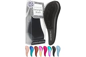 Lily England Detangler Brush for Curly Hair, Thick, Straight & Natural Hair - Gentle Detangling Hair Brush for Women, Kids & Toddlers with Flexible Bristles - Hairbrush for Wet & Dry Hair, Black