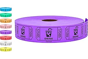 Tacticai 1000 Raffle Tickets, Drink, Purple (1 of 8 Colors), Single Roll for Events, Entry, Class Reward, Fundraiser & Prizes