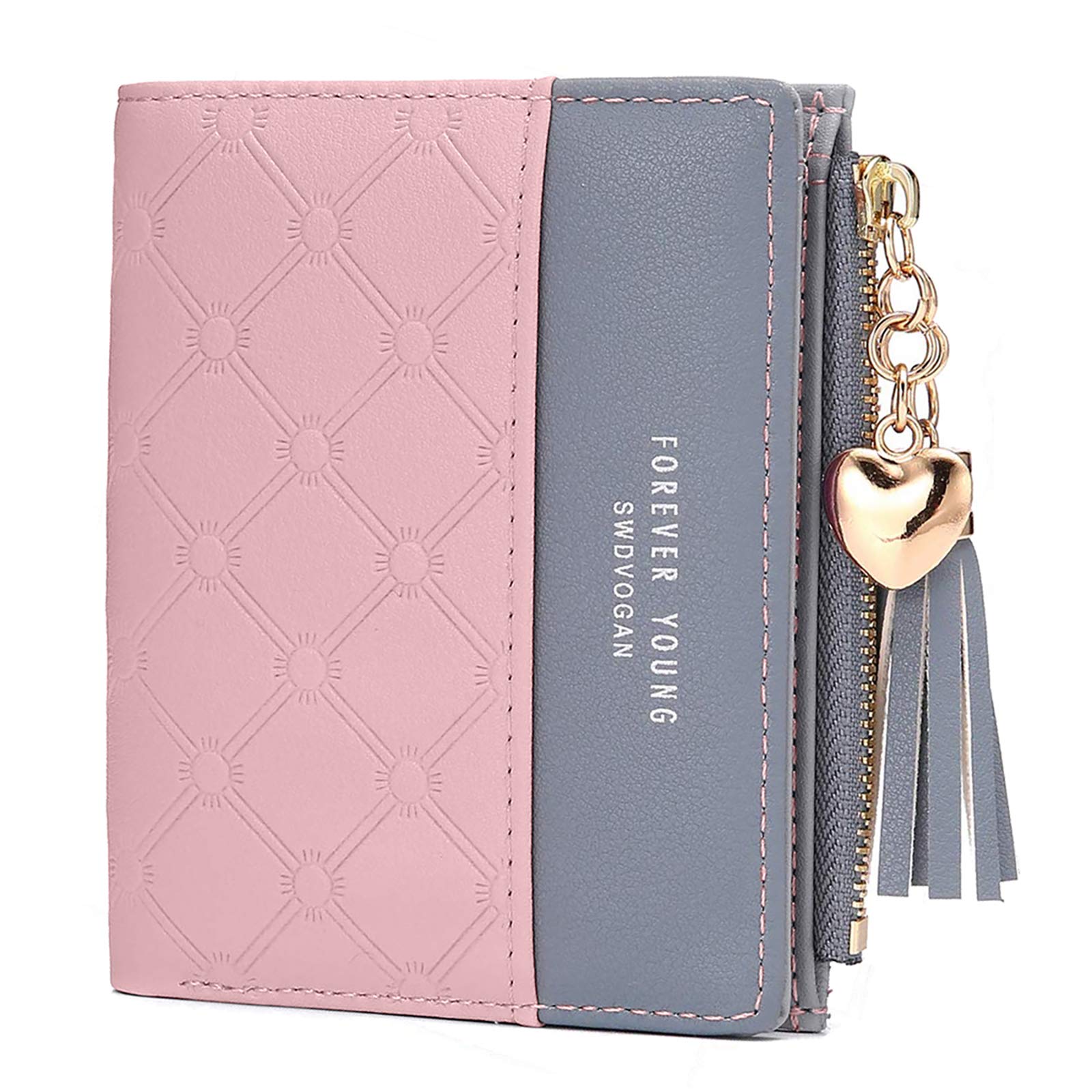 ZhengYue Purse for Women,Ladies Purse Small Leather Wallet with RFID Blocking,Vegan Leather Women Purse with Zipper Coin Purse and Multiple Card Slots for Cash,Cion,Card,Bill Pink