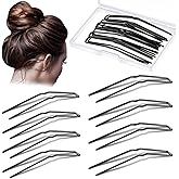 MTLEE 24 Pcs U Shaped Hair Pins, Ballet Bobby Pins for Updo with Storage Box, Metal U Bun Hair Forks for Women Girls, Thick Thin Long Curly Hair(Black, 2.5 Inch, 3 Inch)