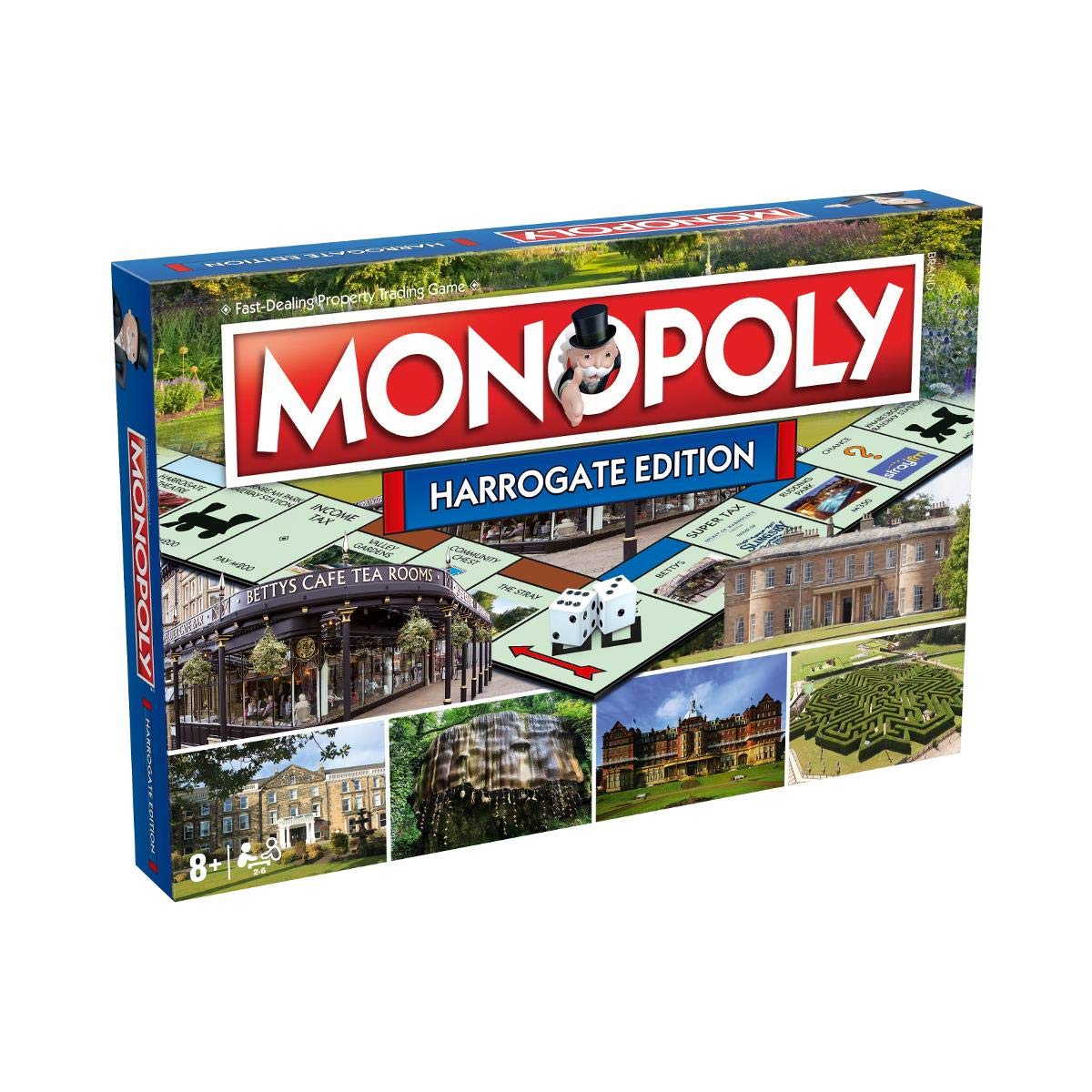 Winning Moves Harrogate Monopoly Board Game, Advance to Harrogate Theatre, the Pump Museum and Bettys and trade your way to success, 2–6 players makes a great gift for ages 8 plus