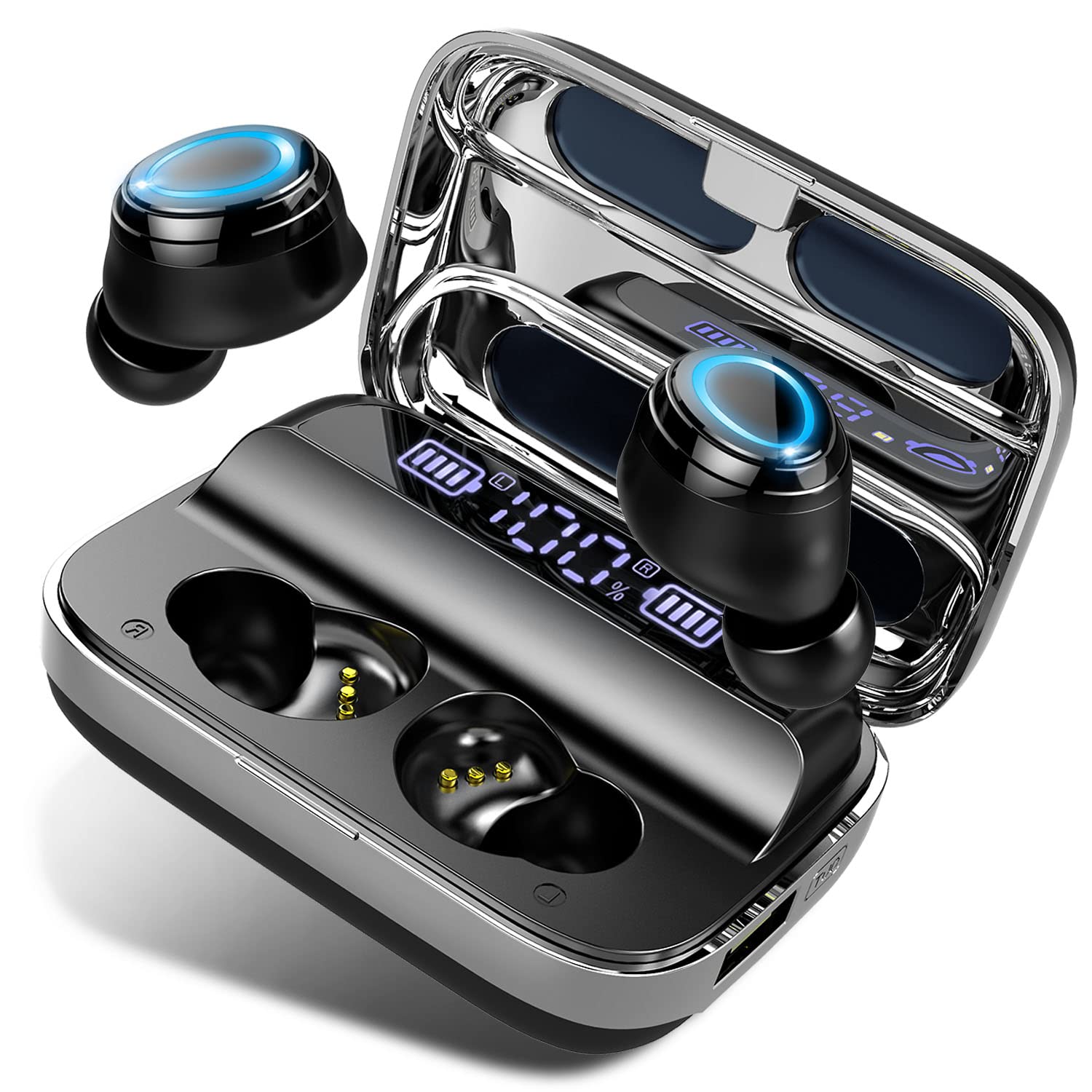 Motast Wireless Headphones, Wireless Earbuds 140H Playtime Bluetooth 5.3 Headphones, in Ear Earphones HiFi Stereo Noise Cancelling Bluetooth Earbuds with Mic, USB-C IP7 Waterproof Headset for Sport