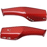 Saunyoto Gear Shift Cover for Tesla Model 3/Y, Carbon Fiber, Steering Lever Trim, Scratch Protection & Interior Upgrade, Easy Installation & Durable Fit, Red