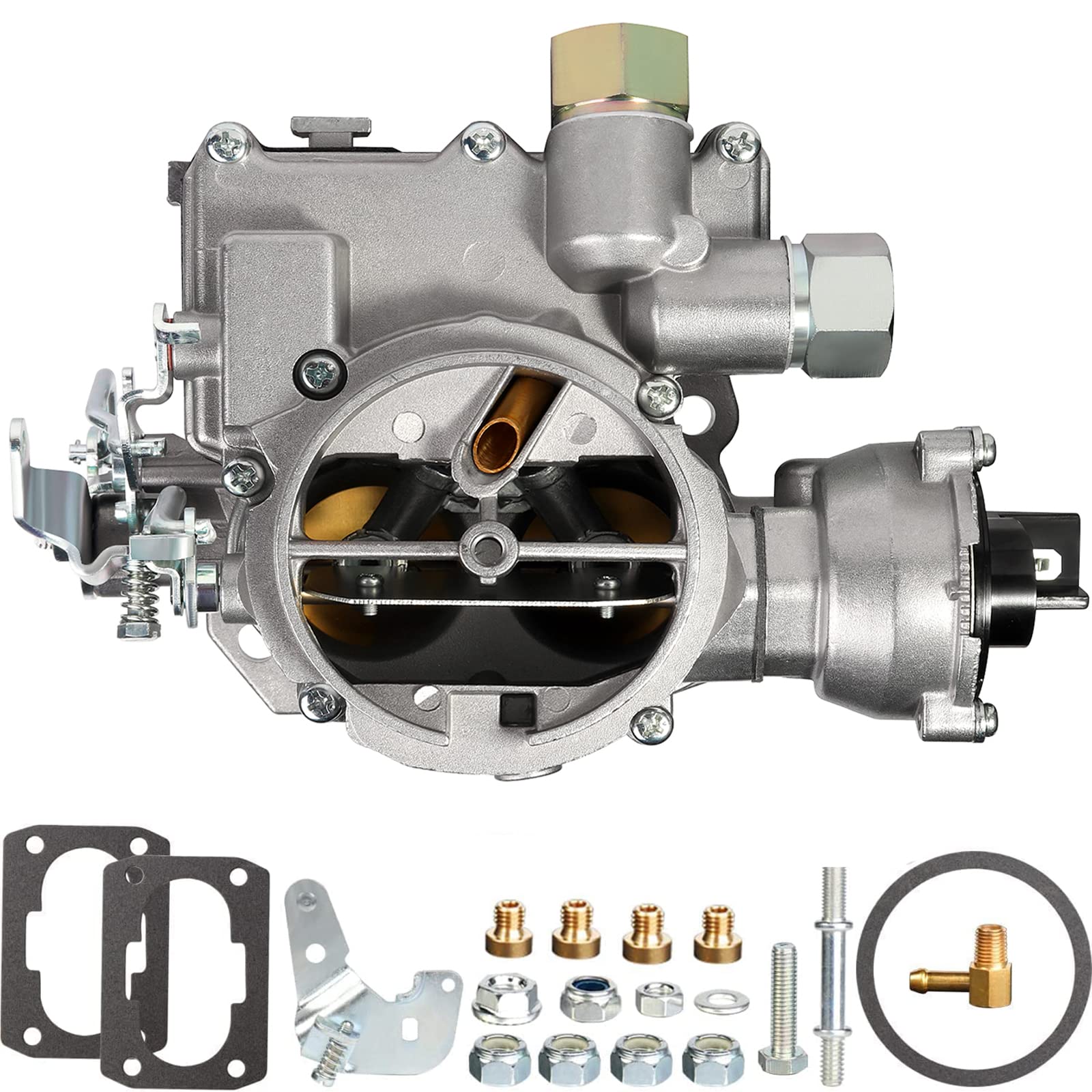 Photo 1 of Mercruiser 3.0 Carburetor, Marine Carburetor For Mercruiser 2 Barrel Mercarb 2.5L, 3.0L, 4.3L, 5.0L, 5.7L, 4 CYL V8 w/Electric Choke Jet Gasket & Short Long Linkage