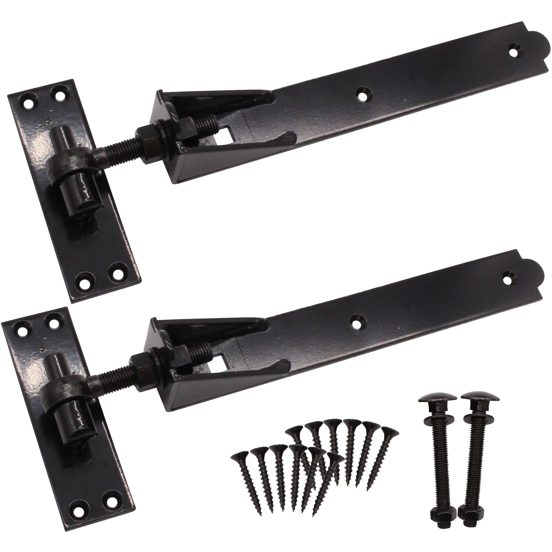 EAI Adjustable Gate Hinges | 450mm / 18 Inch Heavy Duty Hook and Band Gate Hinges | Black - 1 Pair