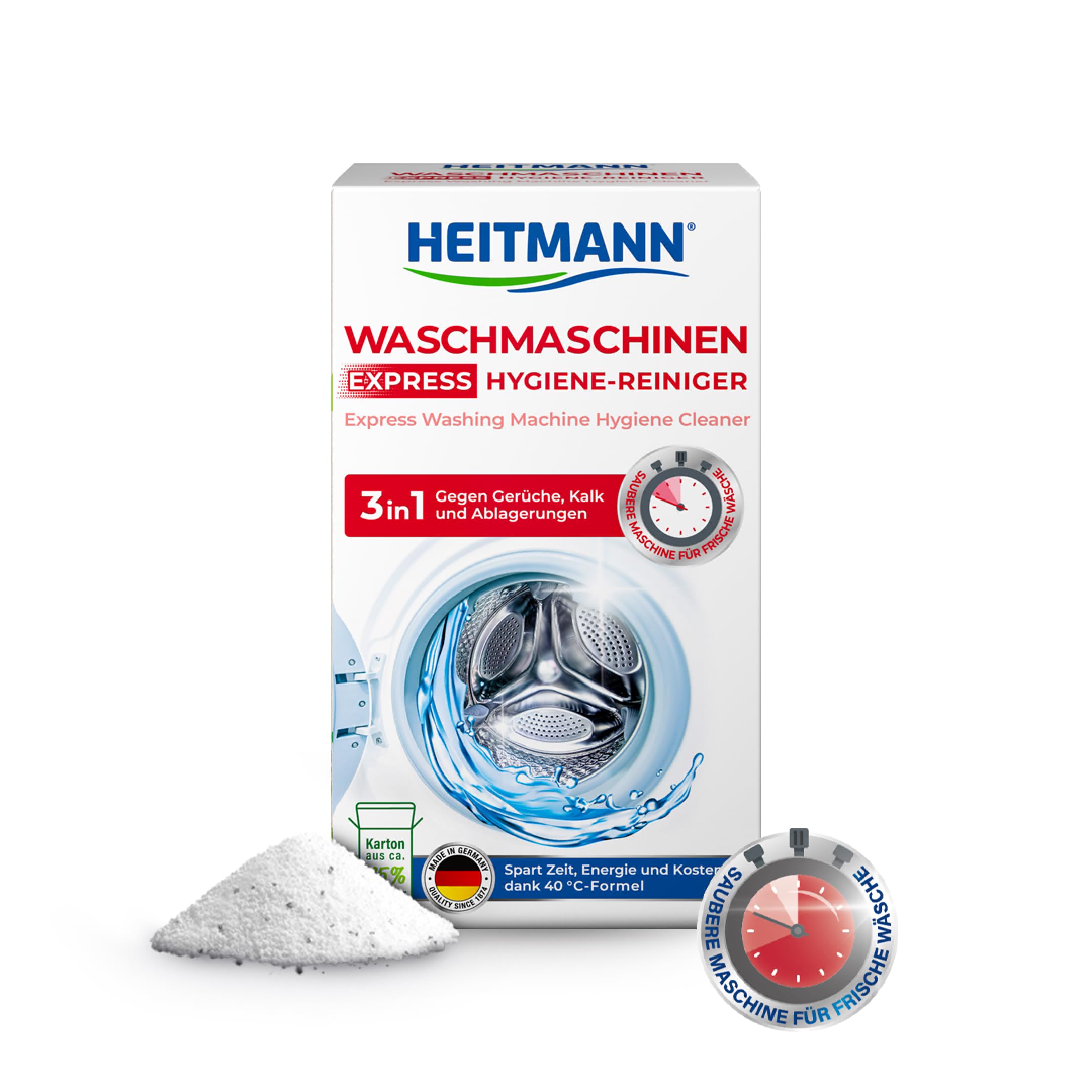 Heitmann Express washing machine hygiene cleaner, 250 g