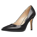 Nine West Women's Flax Pump, Black Leather, 6