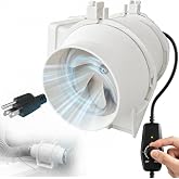 Voltset 4 Inch Duct Fan with Speed Controller Inline Exhaust Fan White | 280 CFM High Efficiency Air Flow | Quiet 30db Intake Fan | for Bathrooms, Kitchens, Growing Tents, Hydroponics, 3D Printer