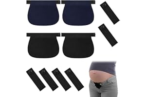 SSuirk 10 Pieces Maternity Pants Extender Set – Adjustable Elastic Waistband Extenders for Pregnant Women & Men – Button Exte