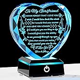 YWHL Gifts for Girlfriend with Colorful LED Base, Anniversary Birthday Gifts for Girlfriend from Boyfriend, Romantic Crystal Heart Keepsake Present for Her on Valentine Christmas