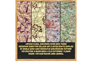 vintage floral scrapbook paper book theme decoupage sheet for collage art & artsy crafts supplies 20 double sided aged decorative scrapbooking pattern ... card making & junk journal: DIY papercraft