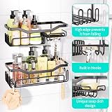 HapiRm Storage Shower Shelves Caddy with 11 Hooks 304 Stainless Black view 6