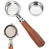 54mm Bottomless Portafilter, Espresso Accessories Fits Breville Barista Series BES870/878/880 & 54mm Breville Machines, Stainless Steel Filter Basket and Premium Mahogany Handle