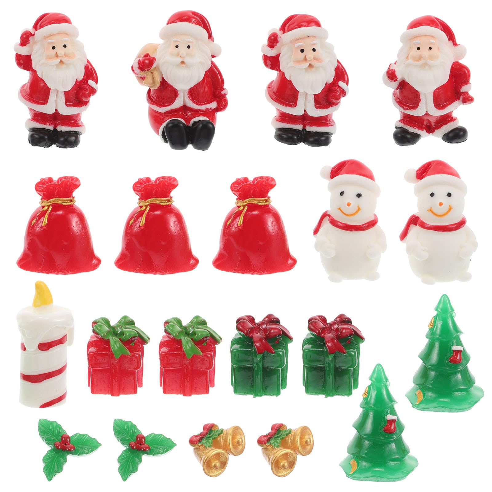 Holibanna 20pcs Christmas Ornaments Mixed Patterns Micro Resin Figurines for Festive Scene Decoration Adorable Miniature Christmas Craft for Home Party