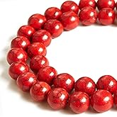 100pcs 8mm Red Turquoise Beads Natural Gemstone Beads Round Loose Beads for Crafting and Jewelry Making