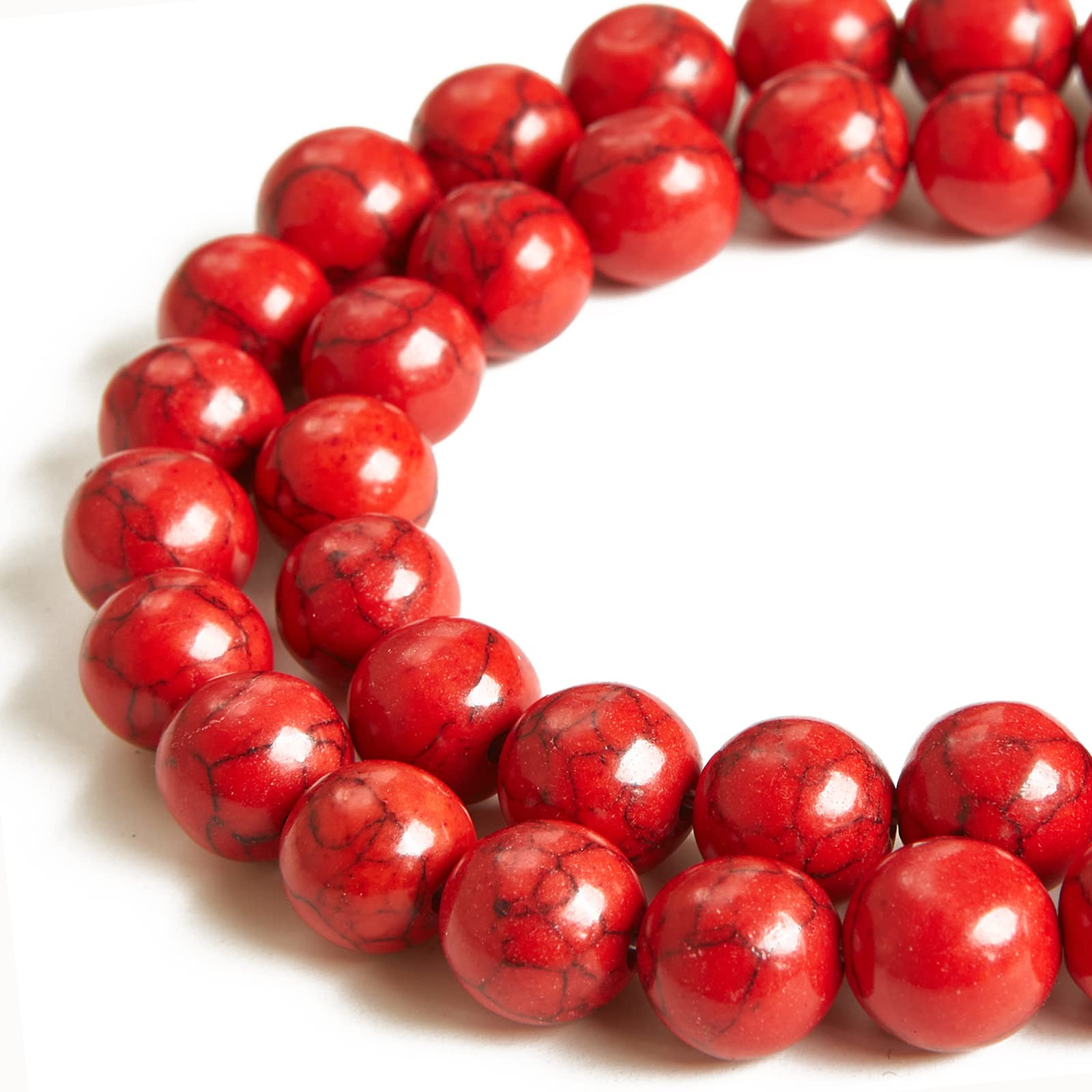 Photo 1 of 100pcs 6mm Red Turquoise Beads Natural Gemstone Beads Round Loose Beads for Crafting and Jewelry Making