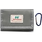 JM JEMINAL 杰米路 JEMINAL Tri-fold canvas ultra-thin waterproof wallet men's and women's keychain wallet (Gray)