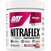 GAT SPORT Nitraflex Advanced Pre-Workout Powder, Increases Blood Flow, Boosts Strength and Energy, Improves Exercise Performance, Men & Women (Fruit Punch, 30 Servings)