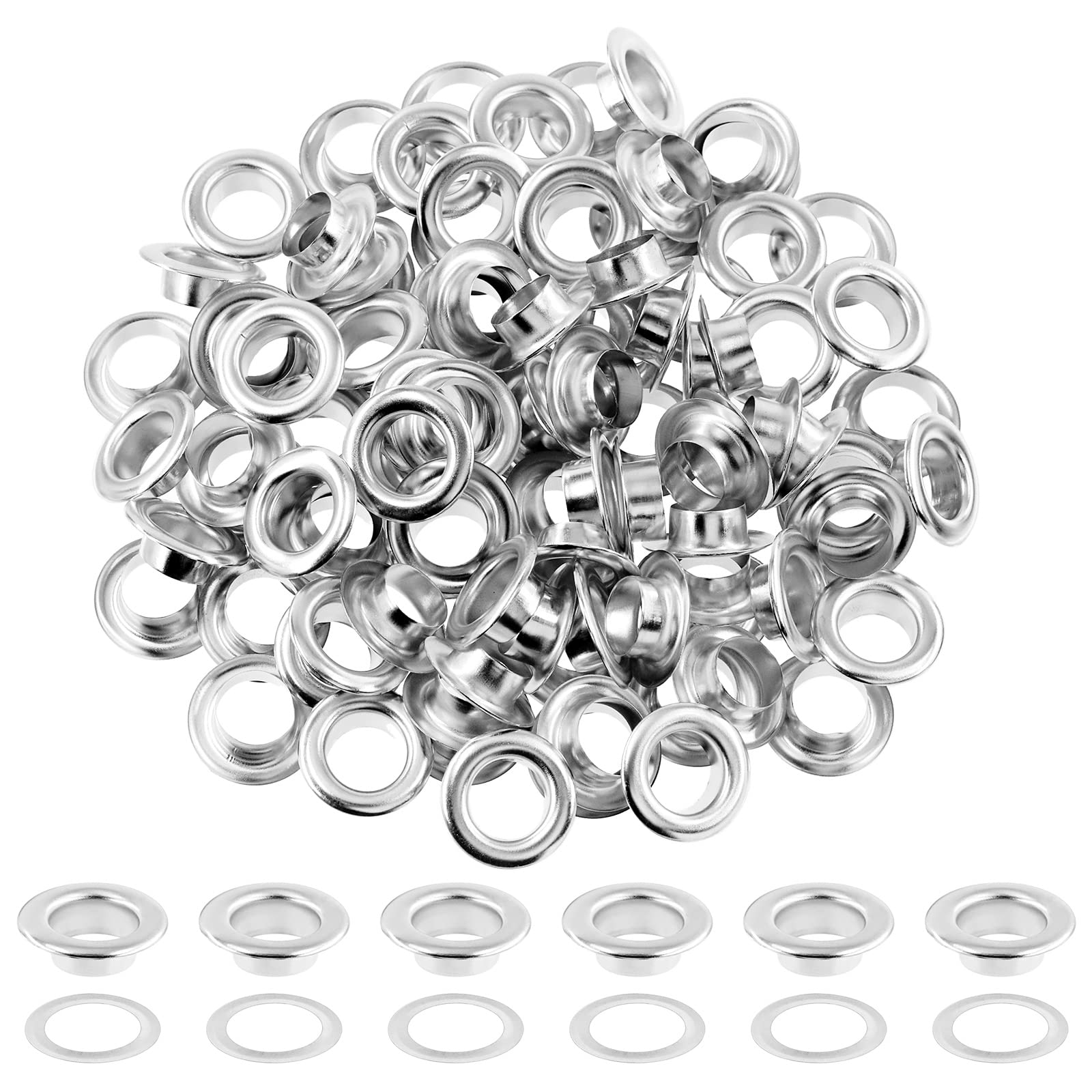 Hilitchi Thicken Grommet Eyelet Set Eyelet Hole Metal Grommet (Silver, 1/2 Inch - 12mm)
