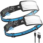 Smiling Shark Rechargeable Headlamp, 2 Pack Wide Angle 6*White Light The Brightest LED Head Lamp Waterproof Headlight for Camping Hiking Outdoor, Head-Light-LED-Lamp-Rechargeable