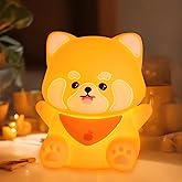Rytinazzz Red Panda Night Light, 50-Hour Battery & Pat Control, Squishy Silicone Lamp for Kids Nursery, USB Rechargeable with Timer, Women Gifts