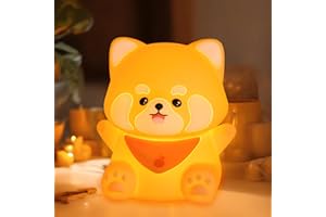 Rytinazzz Red Panda Night Light, 50-Hour Battery & Pat Control, Squishy Silicone Lamp for Kids Nursery, USB Rechargeable with Timer, Valentines Gifts