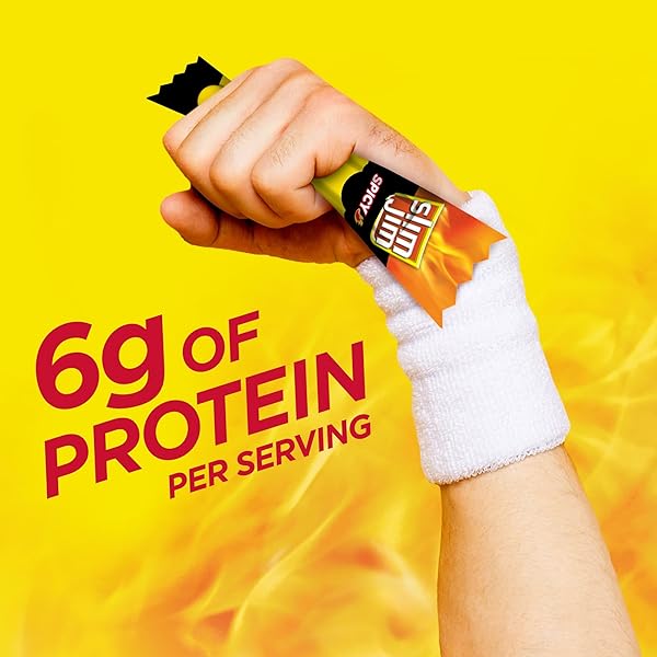 SLIM JIM SMOKED MEAT STICKS, SPICY FLAVOR, 6G PROTEIN PER SERVING, SNACK SIZE, 0.28 OZ. (14 COUNT)
