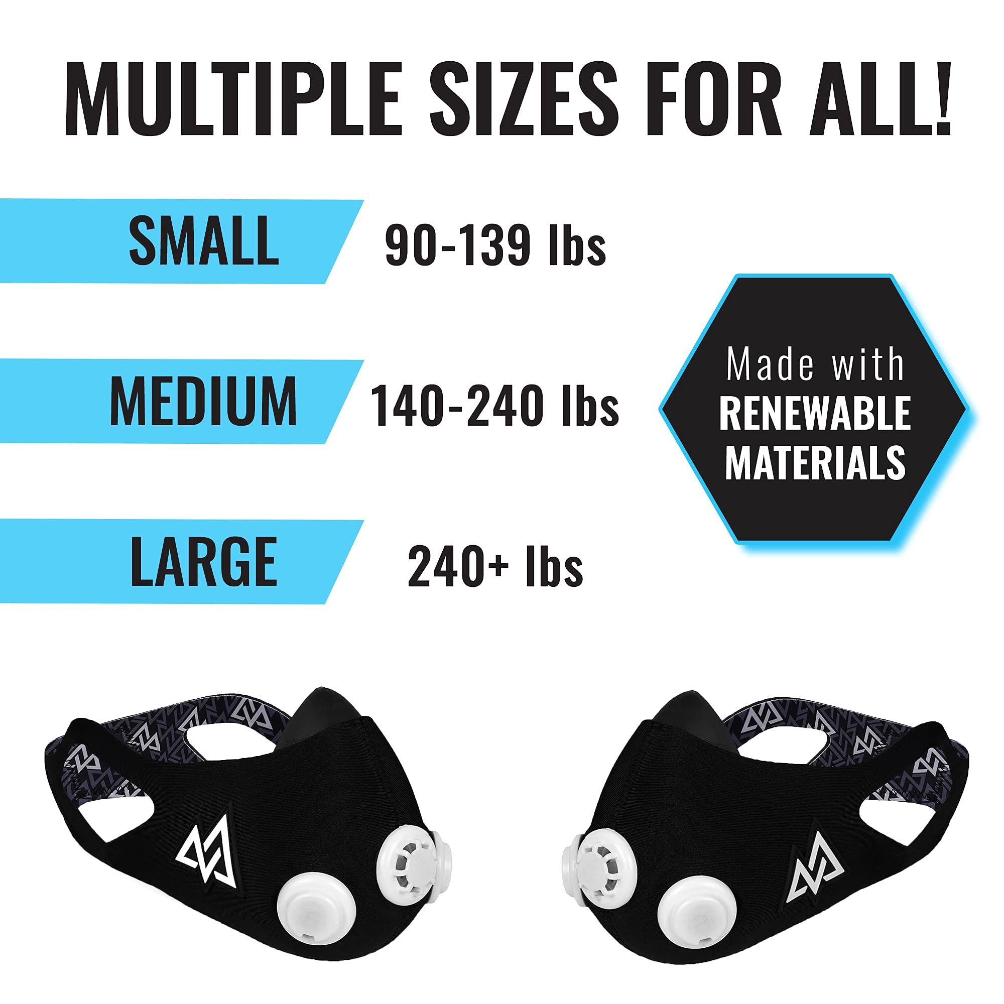 TRAININGMASK - Elevation Training Mask 2.0 Blackout - Fitness, Workout Mask