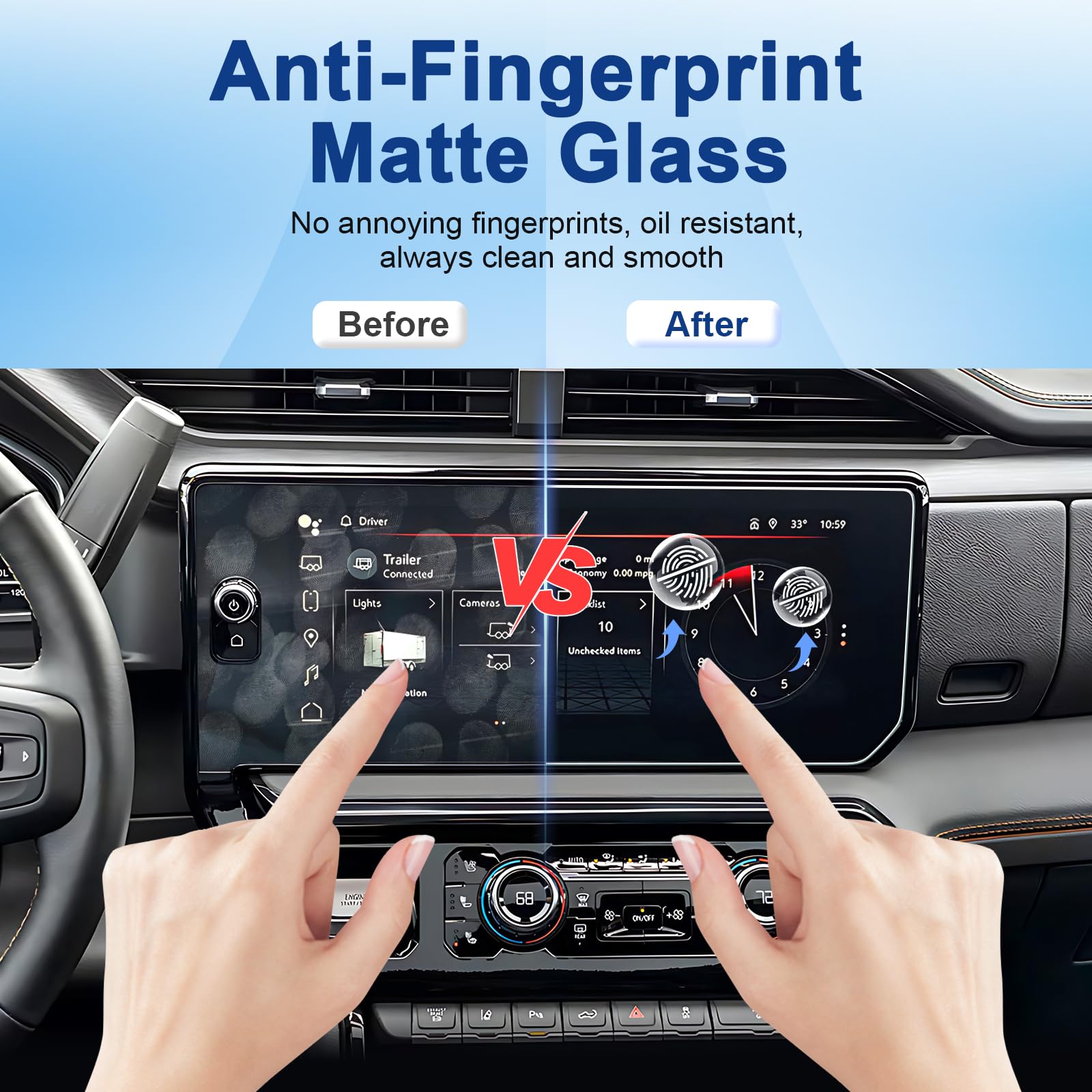 Anti-Glare Matte Screen Protector for 2022-2025 2026 GMC Sierra 1500 (AT4/AT4X/Denali/Denali Ultimate), 9H Tempered Glass 2023 2024 Sierra 1500/2500HD/3500HD Accessories Anti-Fingerprint 13.4