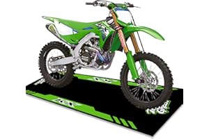 POWER PARTS Motorcycle Mat for Garage 79x31 Inches Pit Garage Floor Mat Oil Absorbent Pad PVC Rubber Backing Layer Protects Floor from Spills, Drips, Splashes and Stains Washable - Kawasaki Racing Team