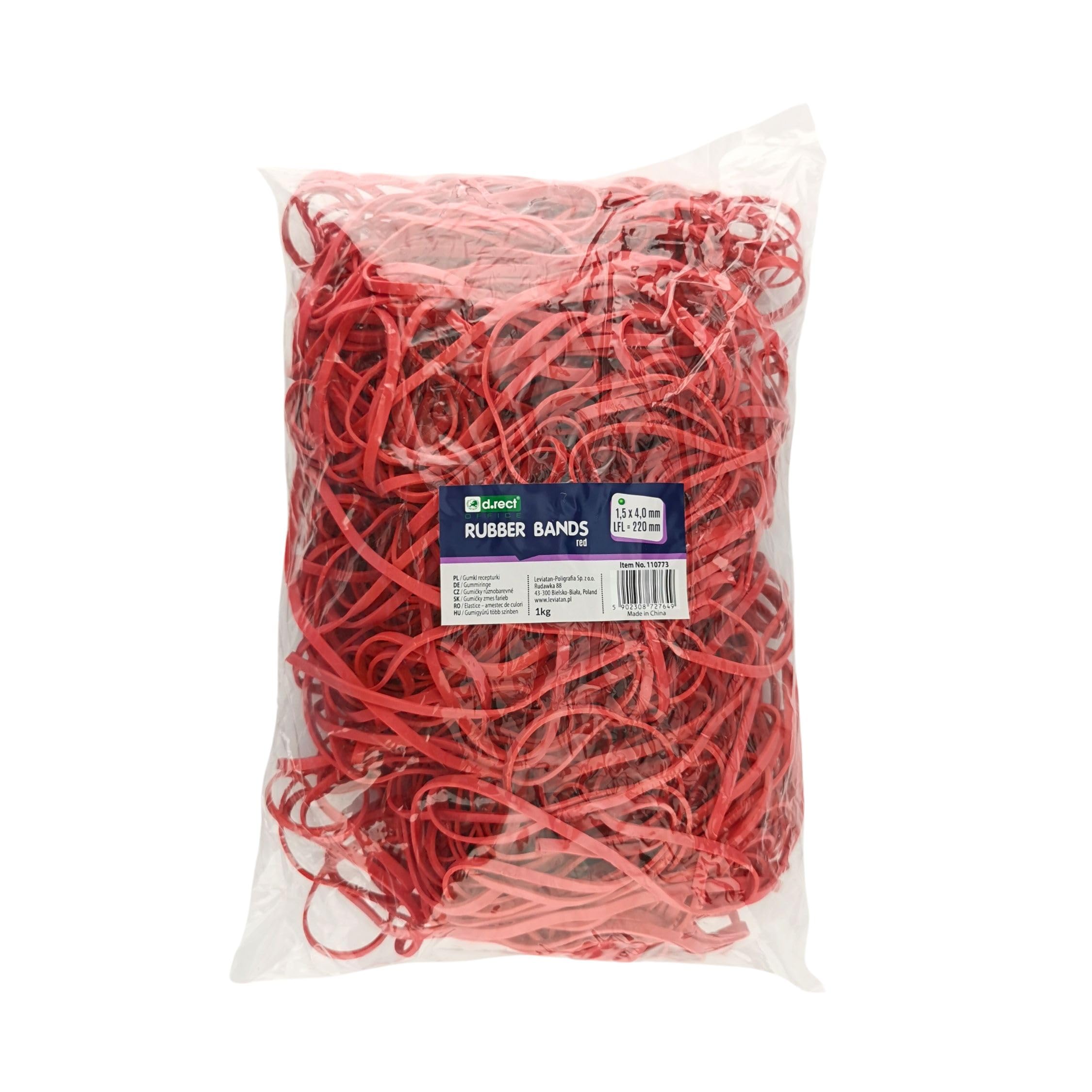 D.RECT - Elastic Band | 1 kg Bag | Rubber Ring | Perfect for Household and Office | Reusable | Very Durable | Red