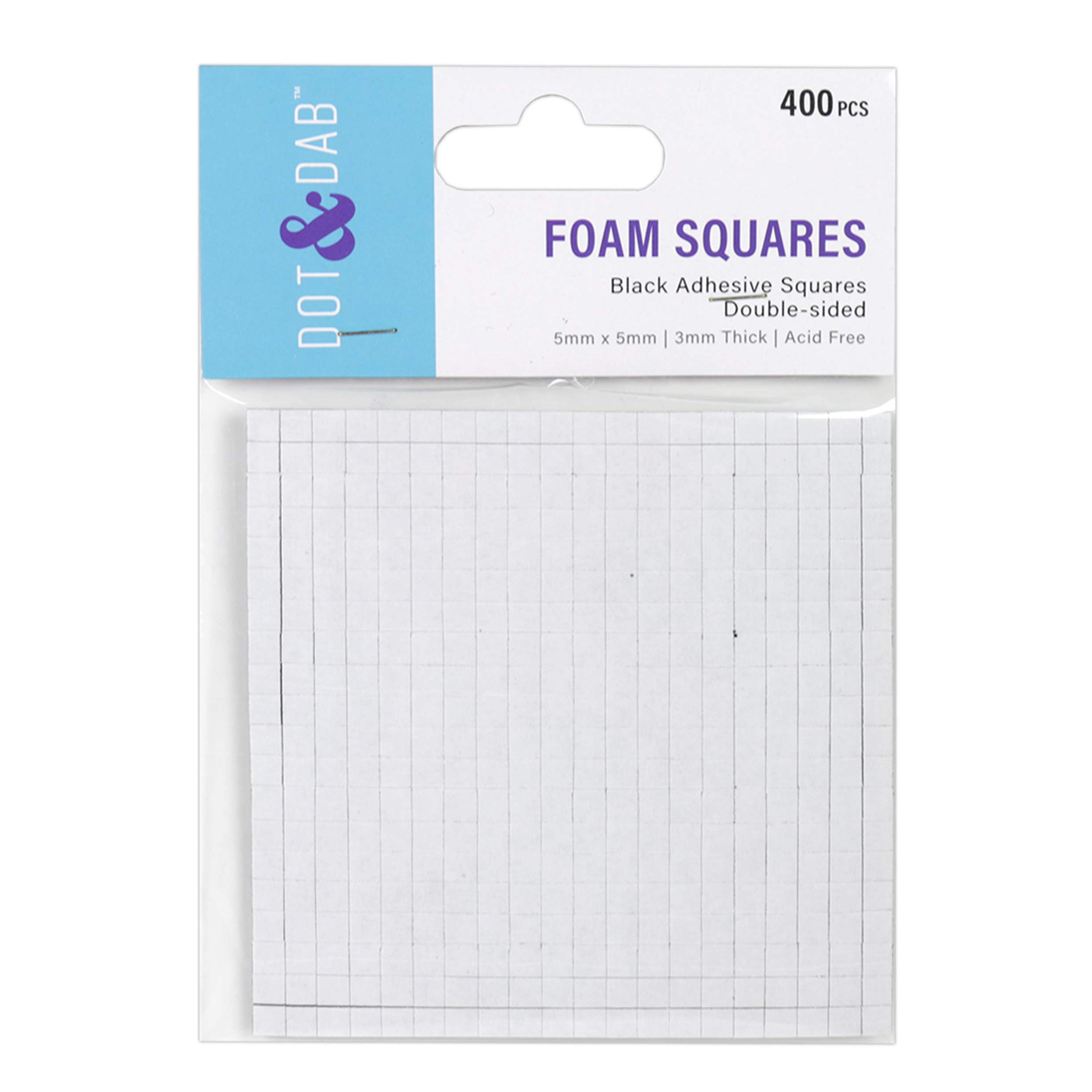 Dot & Dab Glues & Adhesives - 3mm Foam Squares - Black (400 Pack)