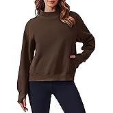 PINSPARK Sweatshirt for Women 2024 Fall Outfits Long Sleeve Fleece Top Turtleneck Sweater Shirts with Side Pockets Thumb Hole