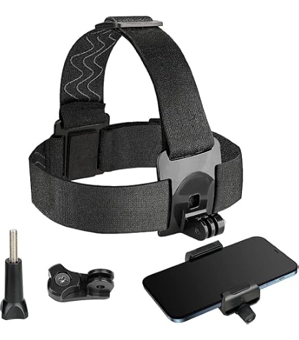 Kamerakopfgurt Mit Handyhalterung – Verstellbar, Für Actioncams & Smartphones (55-85 Mm Breite), Inkl. Adapter
