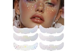 6pcs Glitter Freckle Stickers, Rainbow Heart & Star Dot Waterproof Body Jewels for Face & Body, Temporary Tattoos for Music F