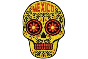 Vagabond Heart Mexico Travel Patch - Mexican Sugar Skull Souvenir – Cancun - Day of The Dead Badge