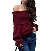 ZAFUL Women's Off Shoulder Sweater Fall Oversized Knit Tops 2025 Long Lantern Sleeve Pullover Jumper
