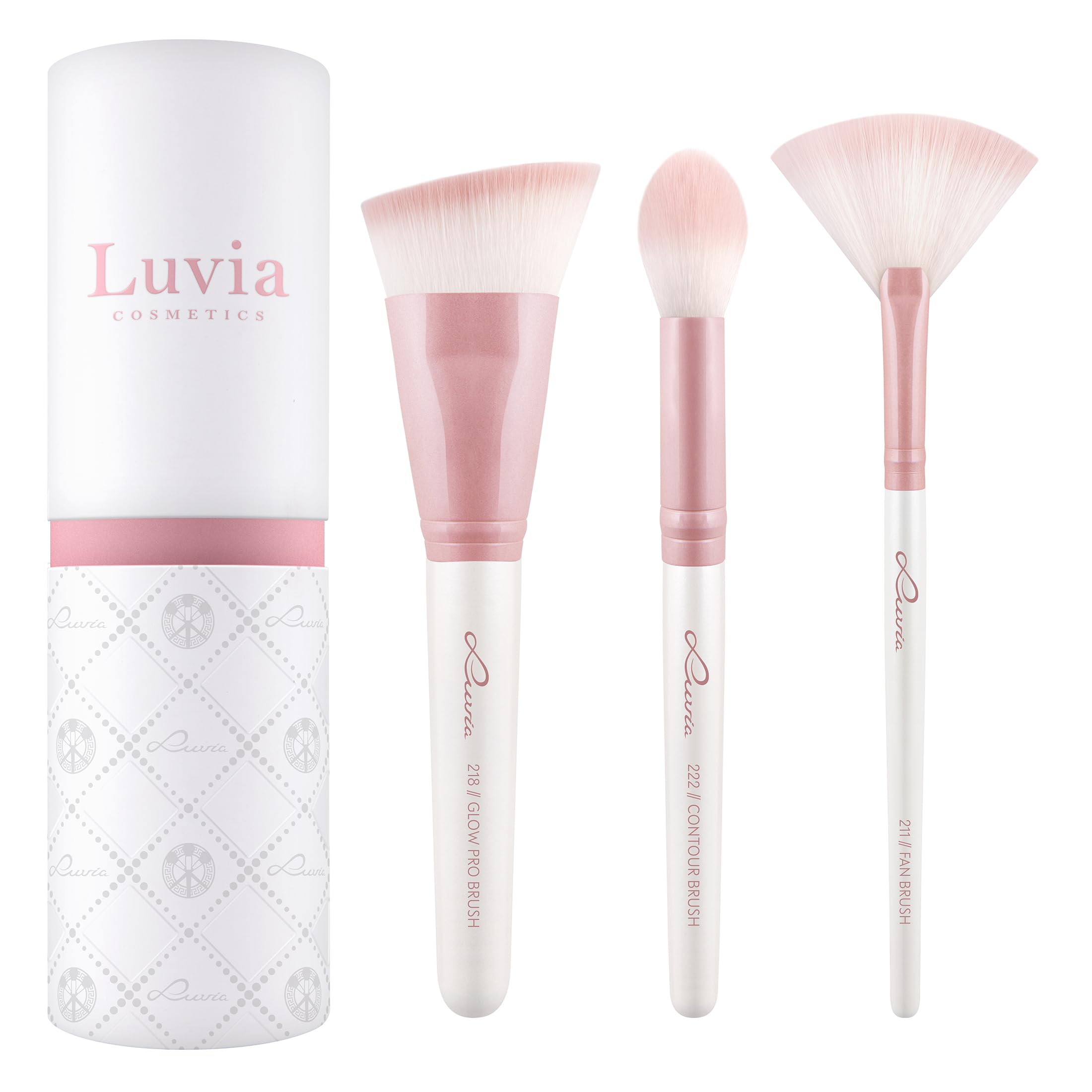 Highlight & Contour Luvia Brush Set, 3 Cosmetic Brushes in Set, Vegan Makeup Brushes