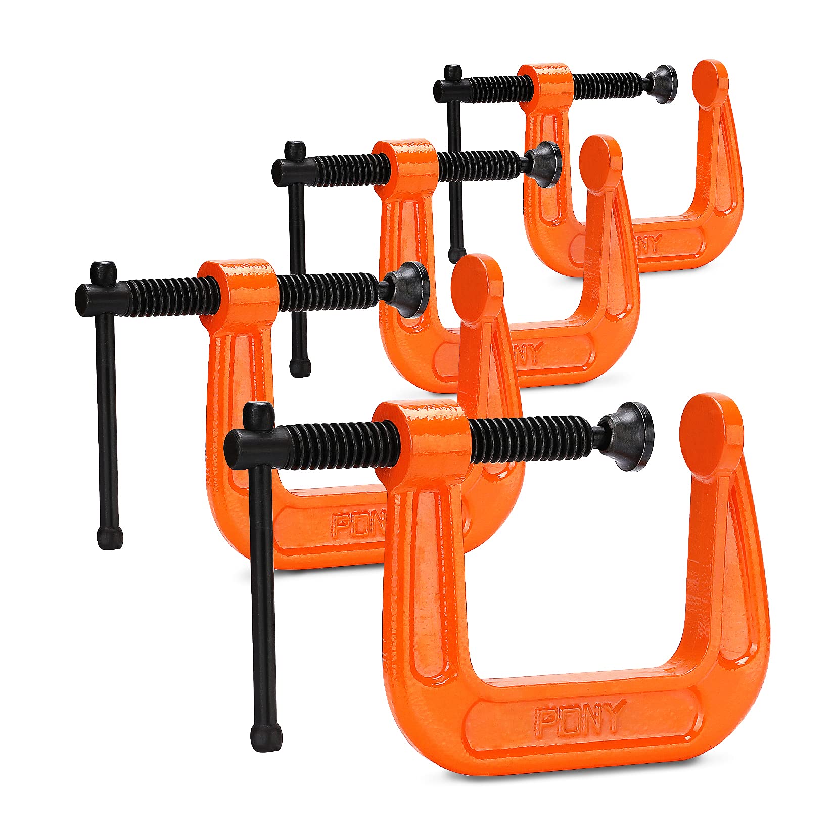 PONY クランプ C型クランプ 鋼製 強力型 最大締付力272kg 最大開口63mm DIY工具 木工 接着 固定 溶接 作業 切削 締付 4個セット商品画像