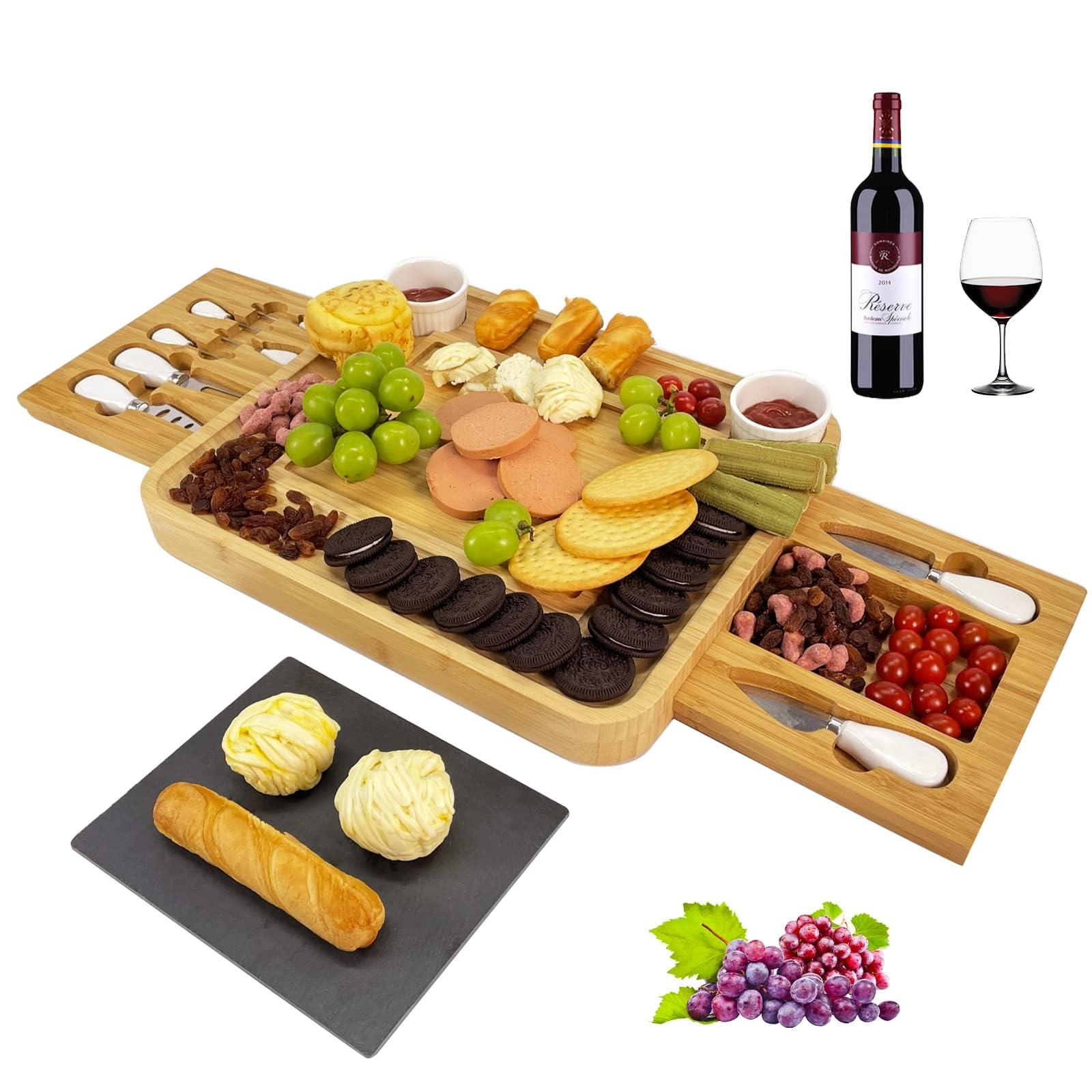 Photo 1 of ***(USED/MISSING PARTS)***Charcuterie Boards Gift Set,Large Charcuterie Board Set, Bamboo Cheese Board Se-Unique Christmas Gift, Housewarming Gift, Wedding Gift, Bridal Gift