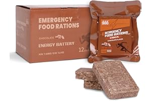 900 Emergency Food Bars - Chocolate Hardtack, Mre Meals Military 2025, Long Shelf Life, Emergency Meals Ration Bars, Emergency Supplies for Disaster Preparedness, 12 Count