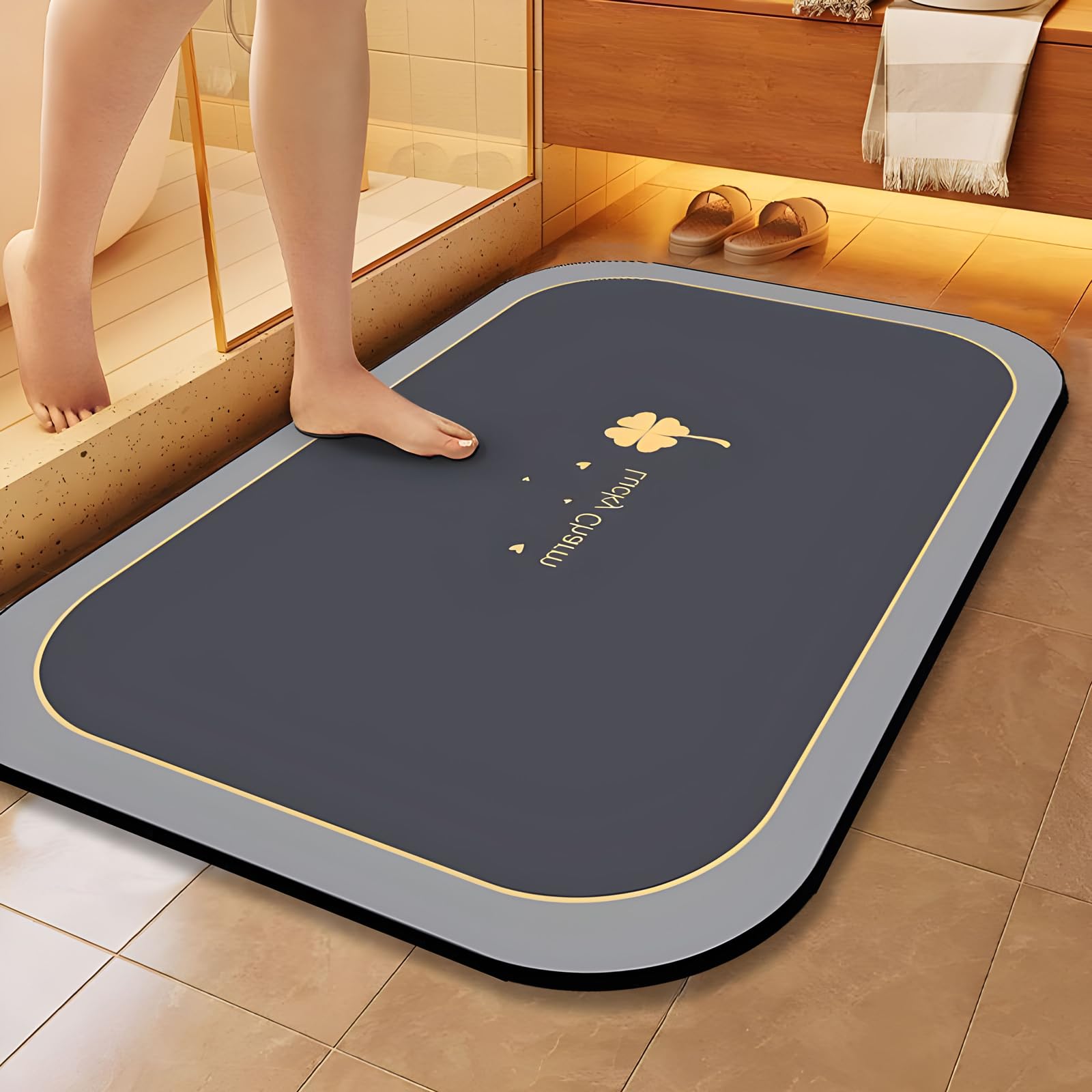 Photo 1 of ***FACTORY SEALED***EBUKTUK Bath Mat Bathroom Shower Floor Mat Rug, Diatomite Super Absorbent Shower Mat Non-Slip Quick Drying Easy to Clean, Suitable for Bathroom Bathtub Kitchen Door Floor Mat, L(60*90cm(23.6*35.4in))