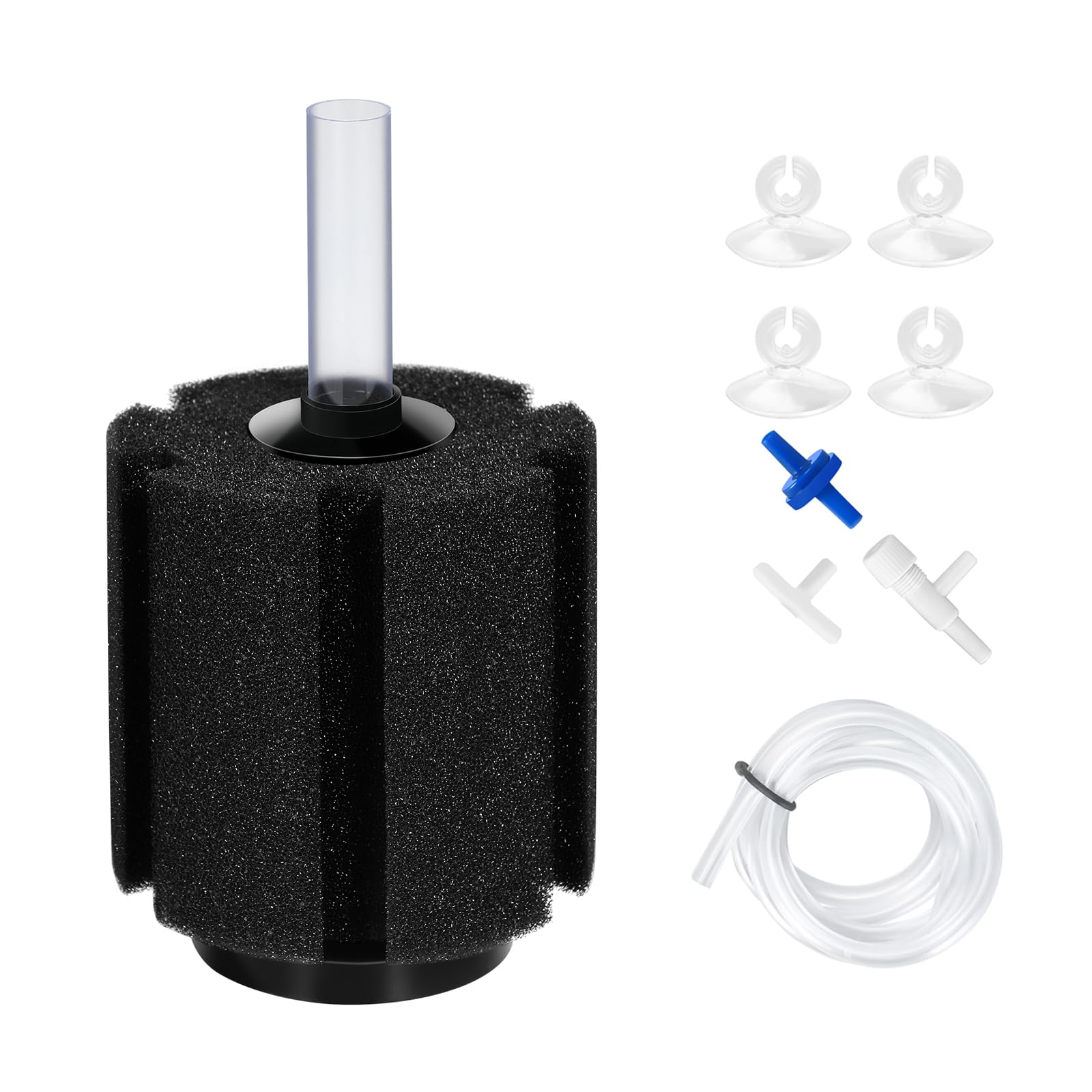 Photo 1 of AQUANEAT Aquarium Air Powered Sponge Filter, Fish Tank Bio Bubble Filter with Airline Tubing, Valves, Suction Cup (Up to 60Gal)