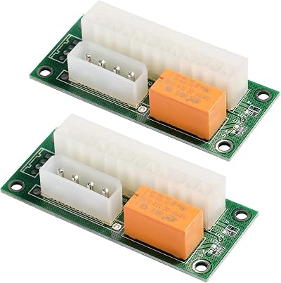 MZHOU Dual ATX Power Supply Synchronized Boot Adapter 24PIN Molex 4PIN Adapter