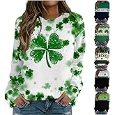Rkwins St Patricks Day Shirt Women Long Sleeve Graphic Sweatshirts Cute Crewneck Sweatshirt Plus Size Casual Pullover Tops
