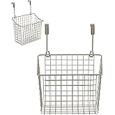 Spectrum Hanging Baskets for Organizing (Large, Satin Nickel) - Grid Over the Cabinet Wire Basket for Kitchen or Bathroom - Door Hanging Storage Organizer for Cleaning Supplies, Washcloths, & Towels