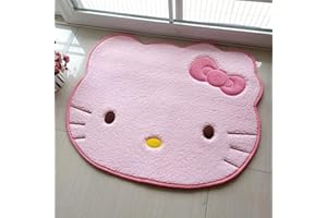 SOFPRO Area Rugs Kawaii Carpet Super Soft Area Rugs Cute Cartoon Kitten Face Pattern Bedroom Mats，Luxury Shaggy High Absorbent and Anti Slip