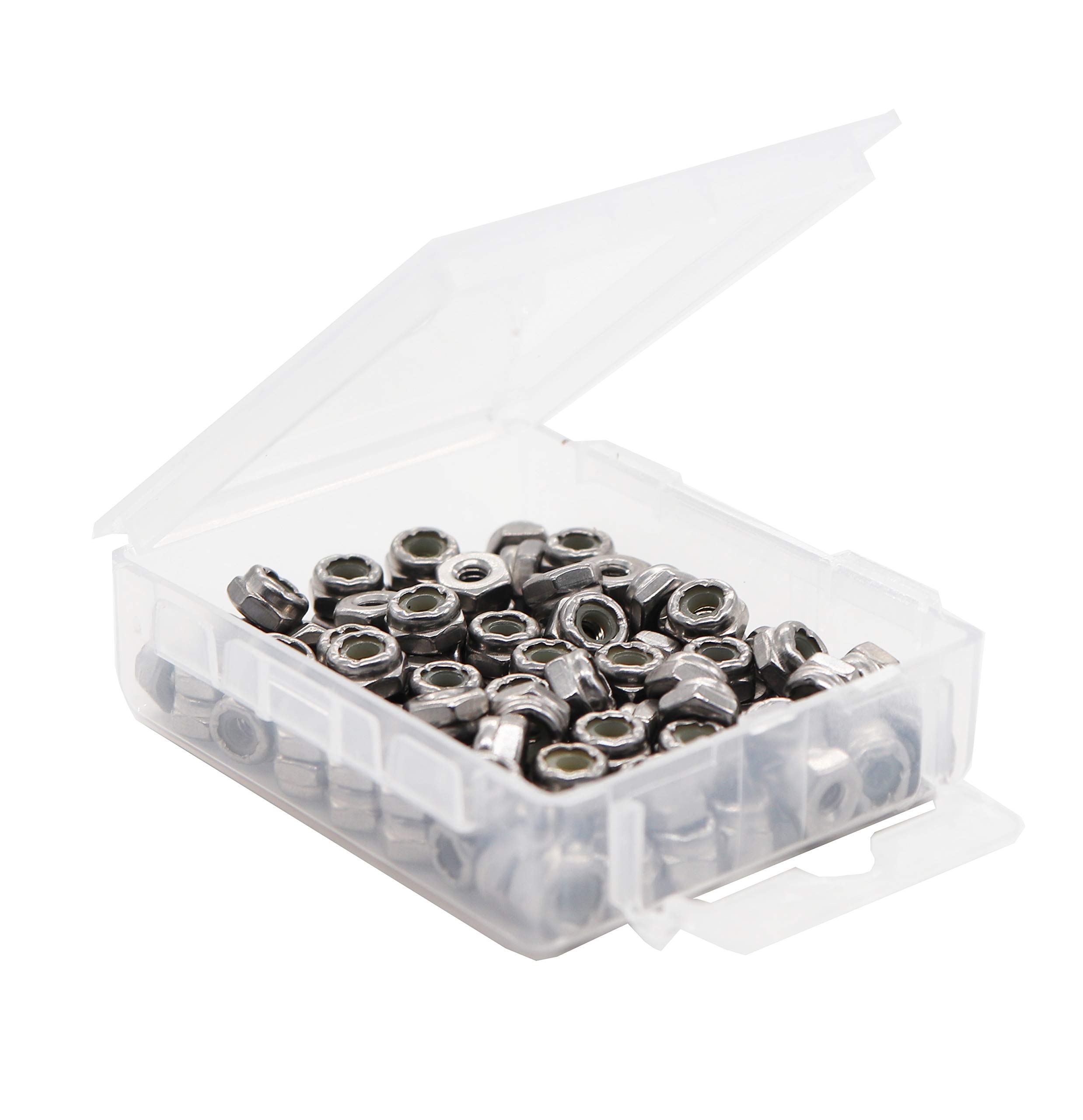 binifiMux 100pcs 4-40 Nylon Inserted Self Lock Nuts 304 Stainless Steel
