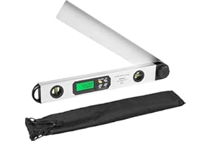ALLmeter 40cm 0~225° LCD Digital Protractor with Green Backlight Precision Spirit Level Angle Finder with ° and ’ Conversion,Data Hold,Manual Flip Function,Includes Portable Pouch
